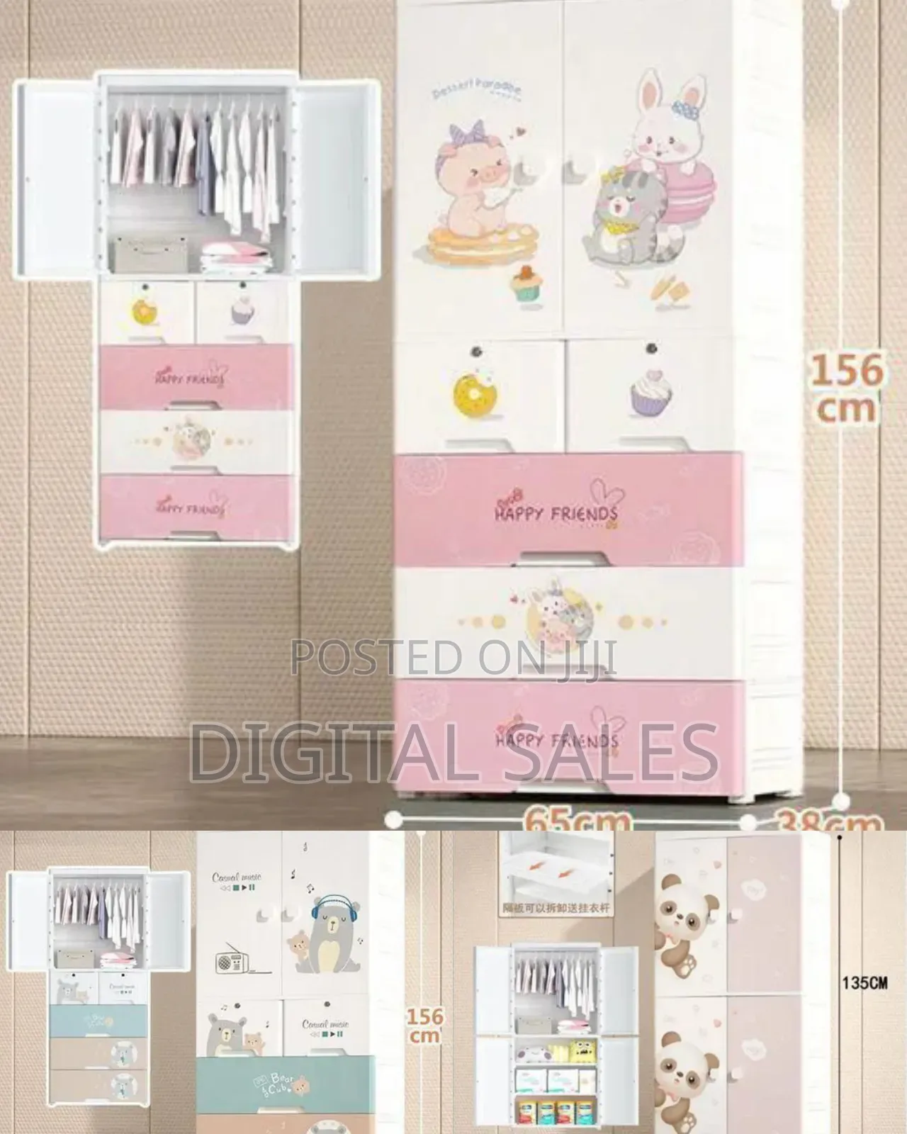 Adorable Kids' Plastic Wardrobe Storage Organizer