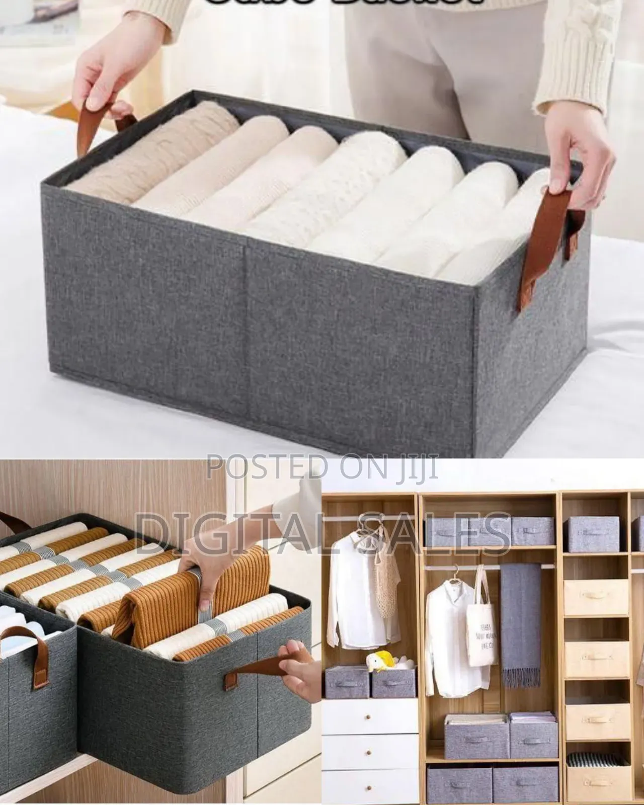 Stylish Fabric Storage Cube Basket With Compartments
