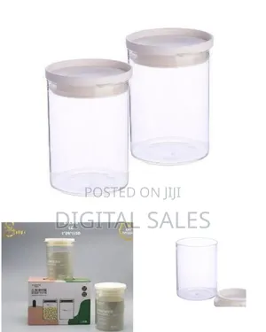 Two Modular Airtight Clear Plastic Food Storage Canisters (620ml)