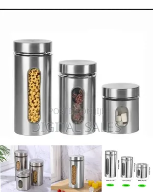 Stainless Steel Kitchen Canister Set With Viewing Window