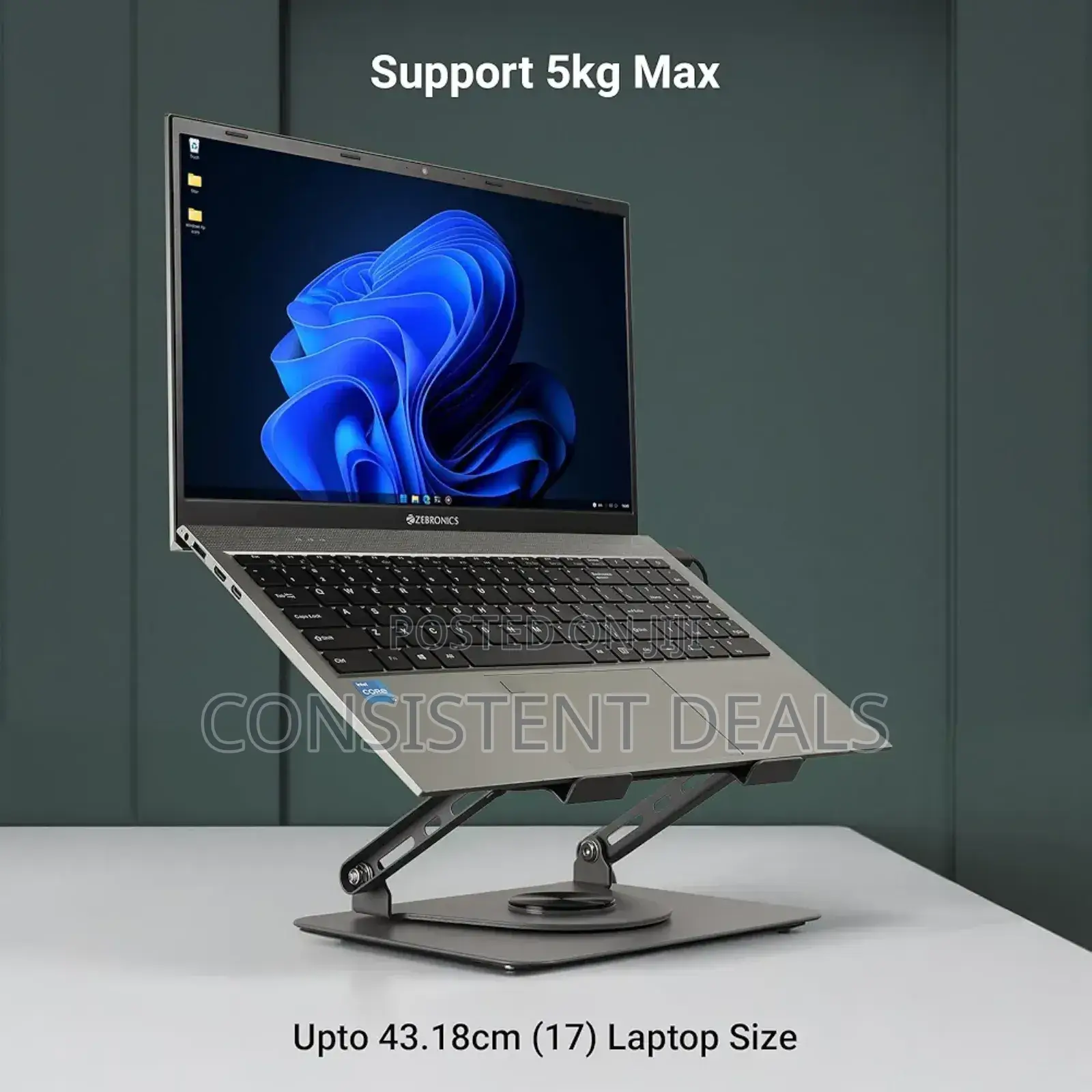 Rotatable Laptop Metal Stand, Upto 17 Inch