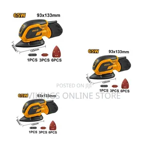 Ingco Electric Palm Sander Machine 65w Ms6505 - Black/Orange