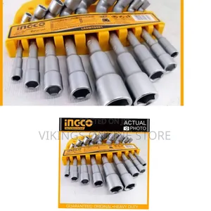 Ingco 9 Pieces L-Angled Socket Wrench Set - Silver, Orange