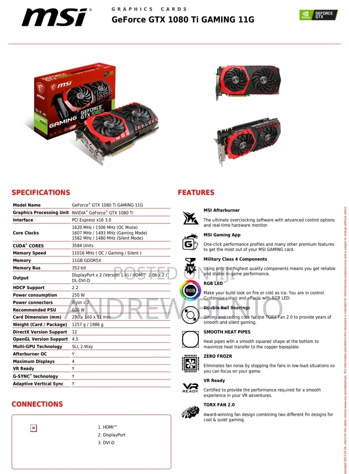 Msi GTX 1080ti Gaming 11gb