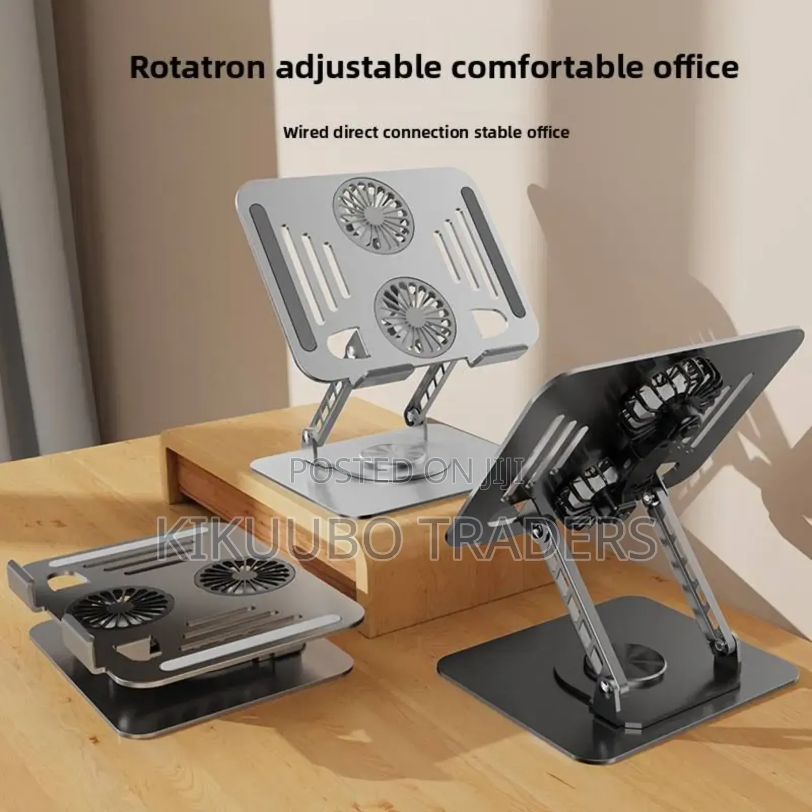 Aluminium Tabletop Laptop Stand With Double Fan 360 Degree