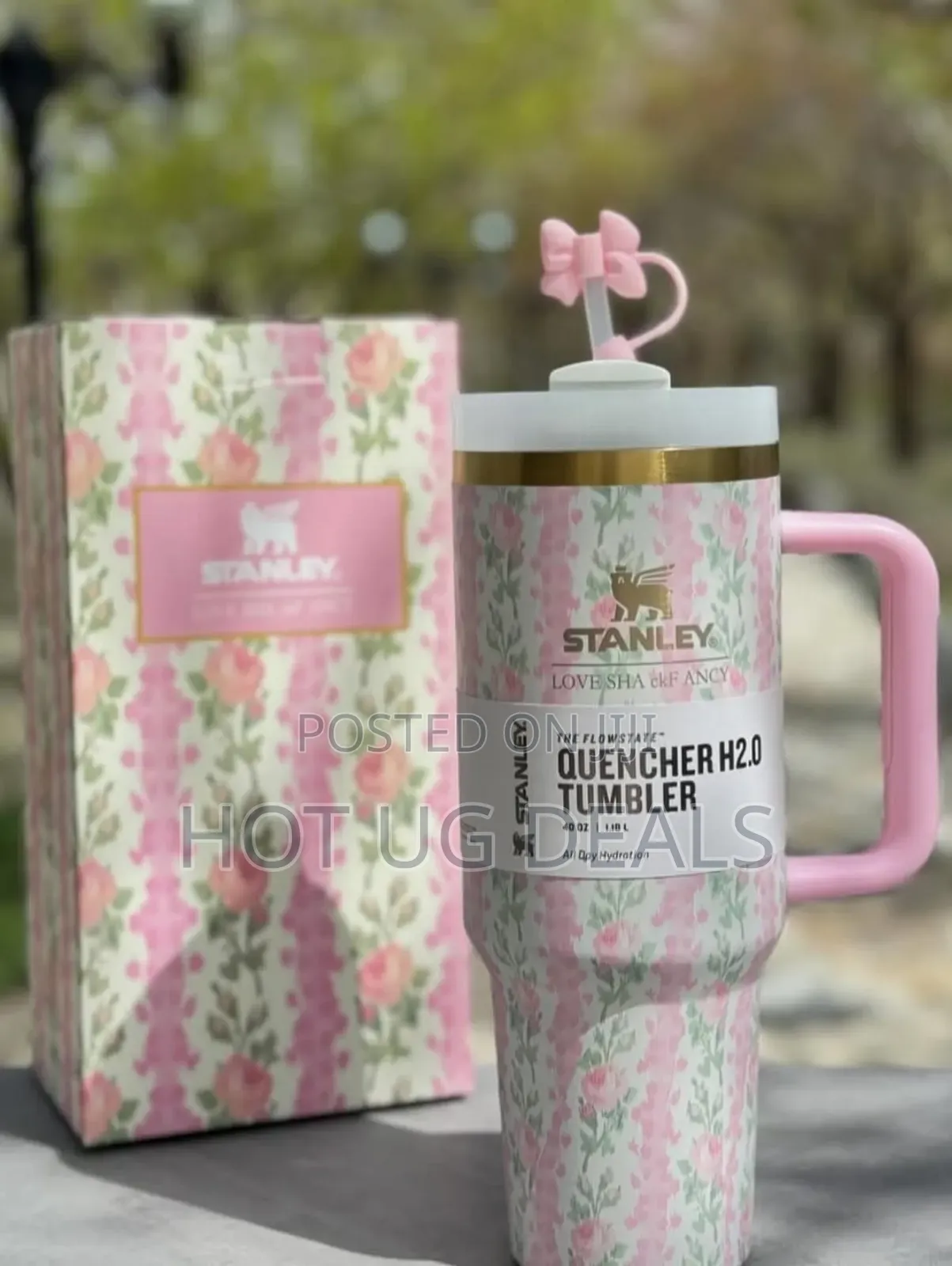 1.2l Floral Print Stanley Cup With Straw . Gift Cup Mug