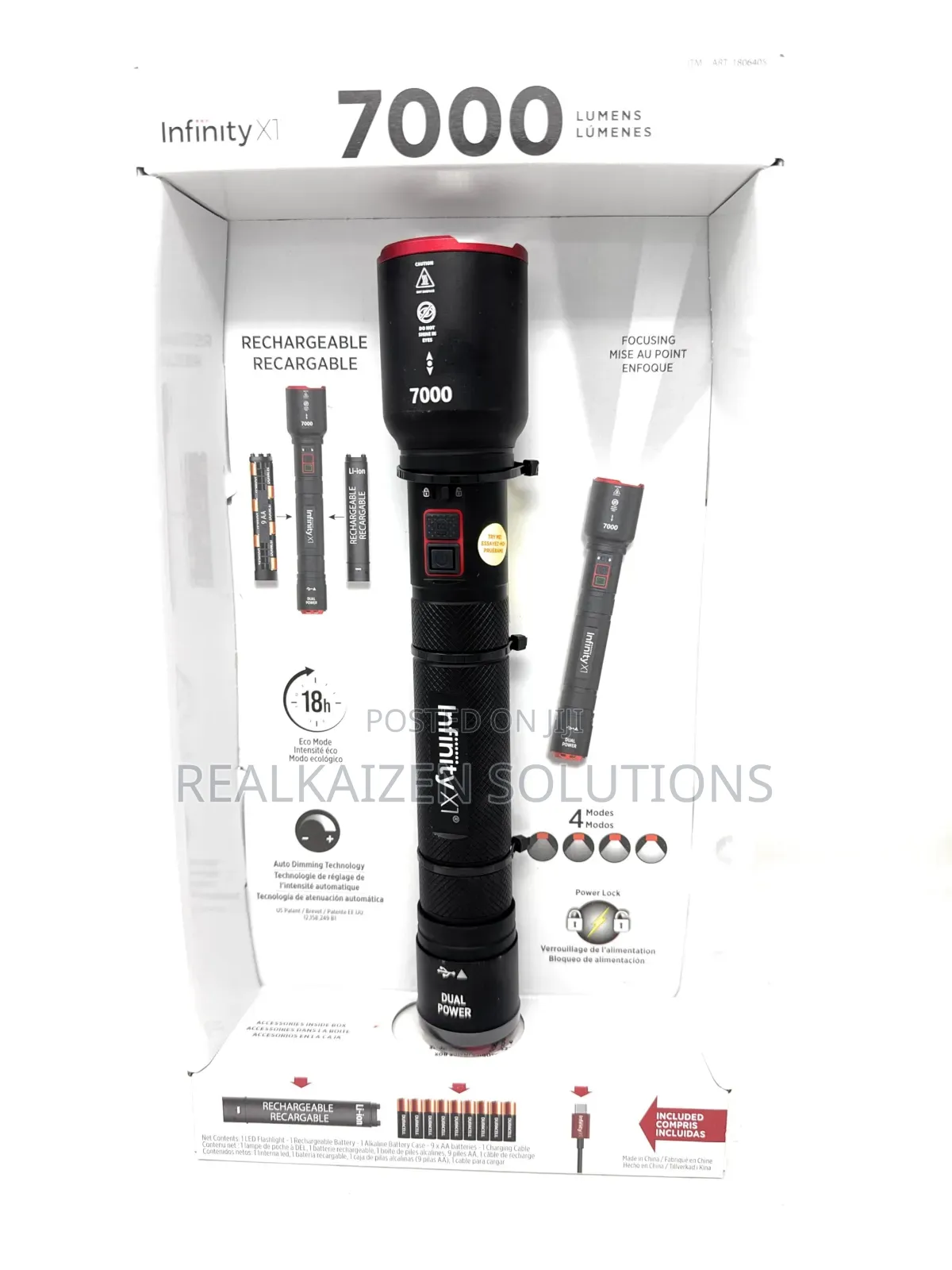 Usa Infinity X1 Dual Power Flashlight With Adjustable Focus| Heat Lock
