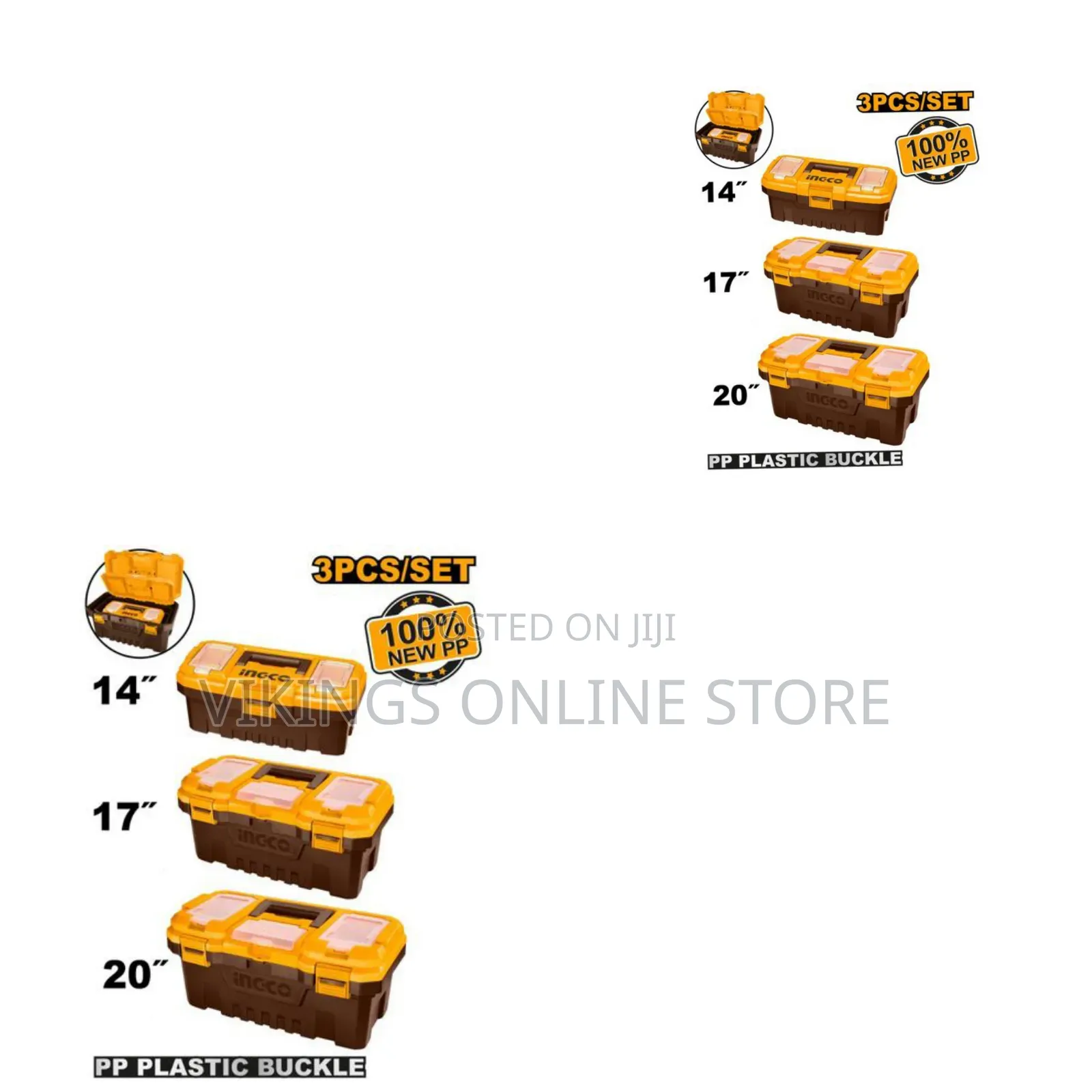 Ingco Pbxk0301 - 3 PCS Plastic Tool Boxes Set - Orange