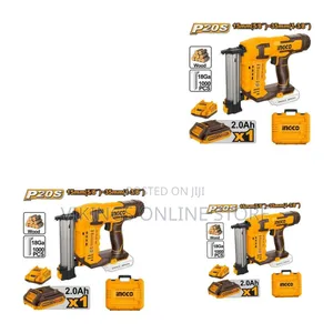 Ingco Lithium-Ion Cordless Brad Nailer Kit (20v) Orange