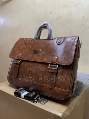Montblanc Branded Pu Leather Laptop Briefcase Designed for Business