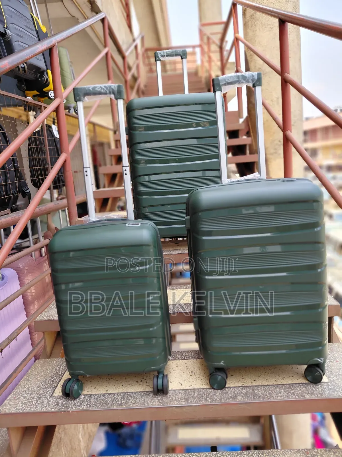 Rubber Suitcases Full Set 3pcs - Army Green