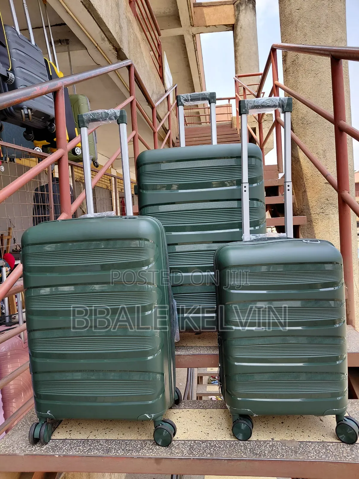 Rubber Suitcases Full Set 3pcs - Army Green