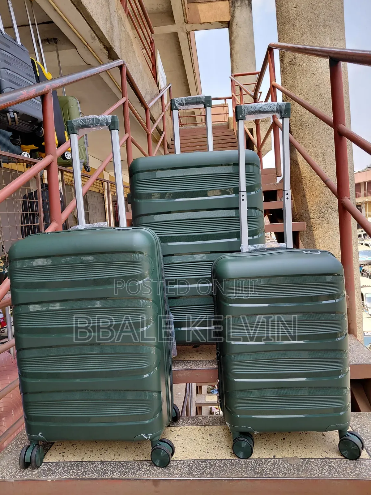 Rubber Suitcases Full Set 3pcs - Army Green