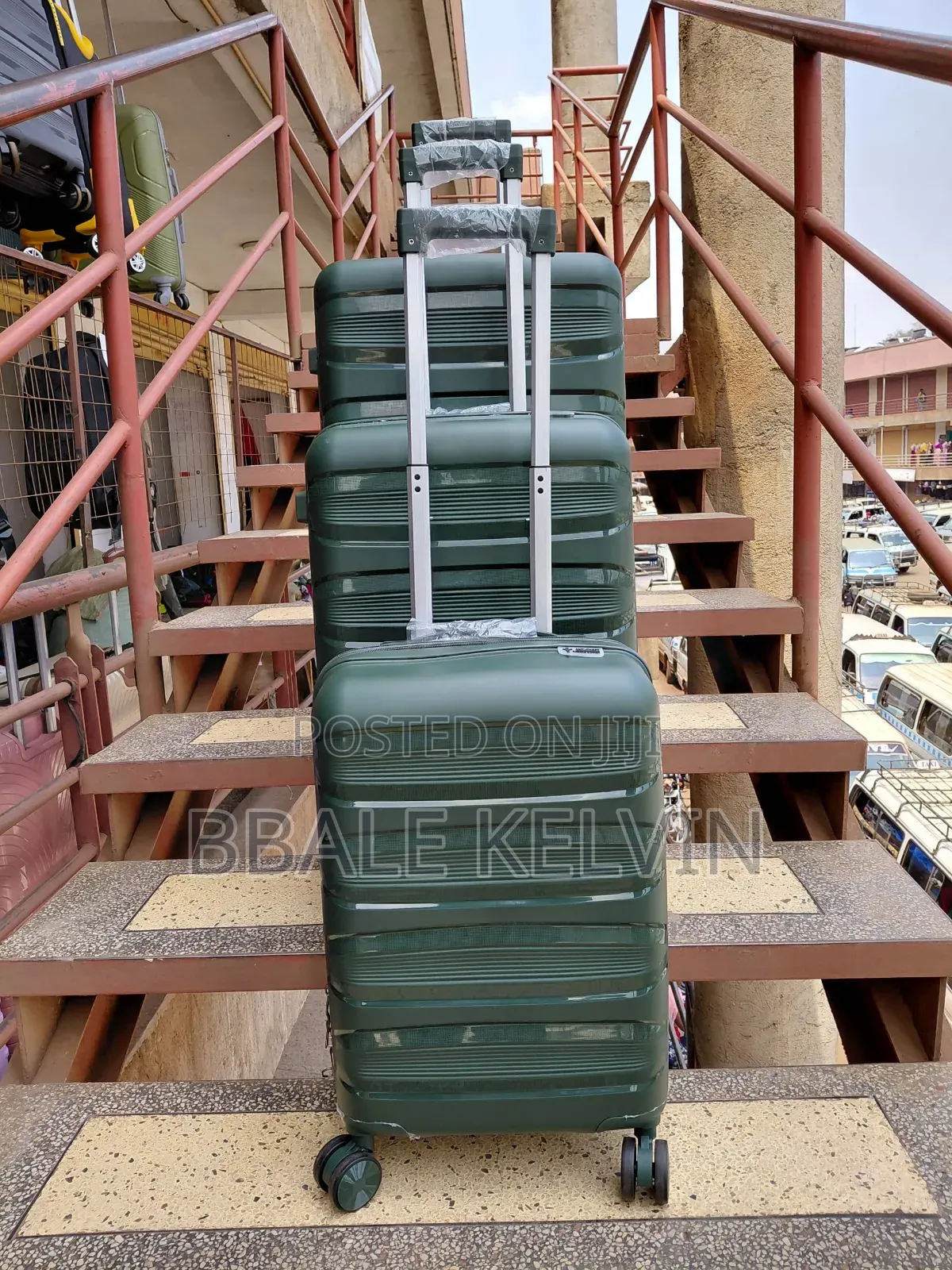 Rubber Suitcases Full Set 3pcs - Army Green