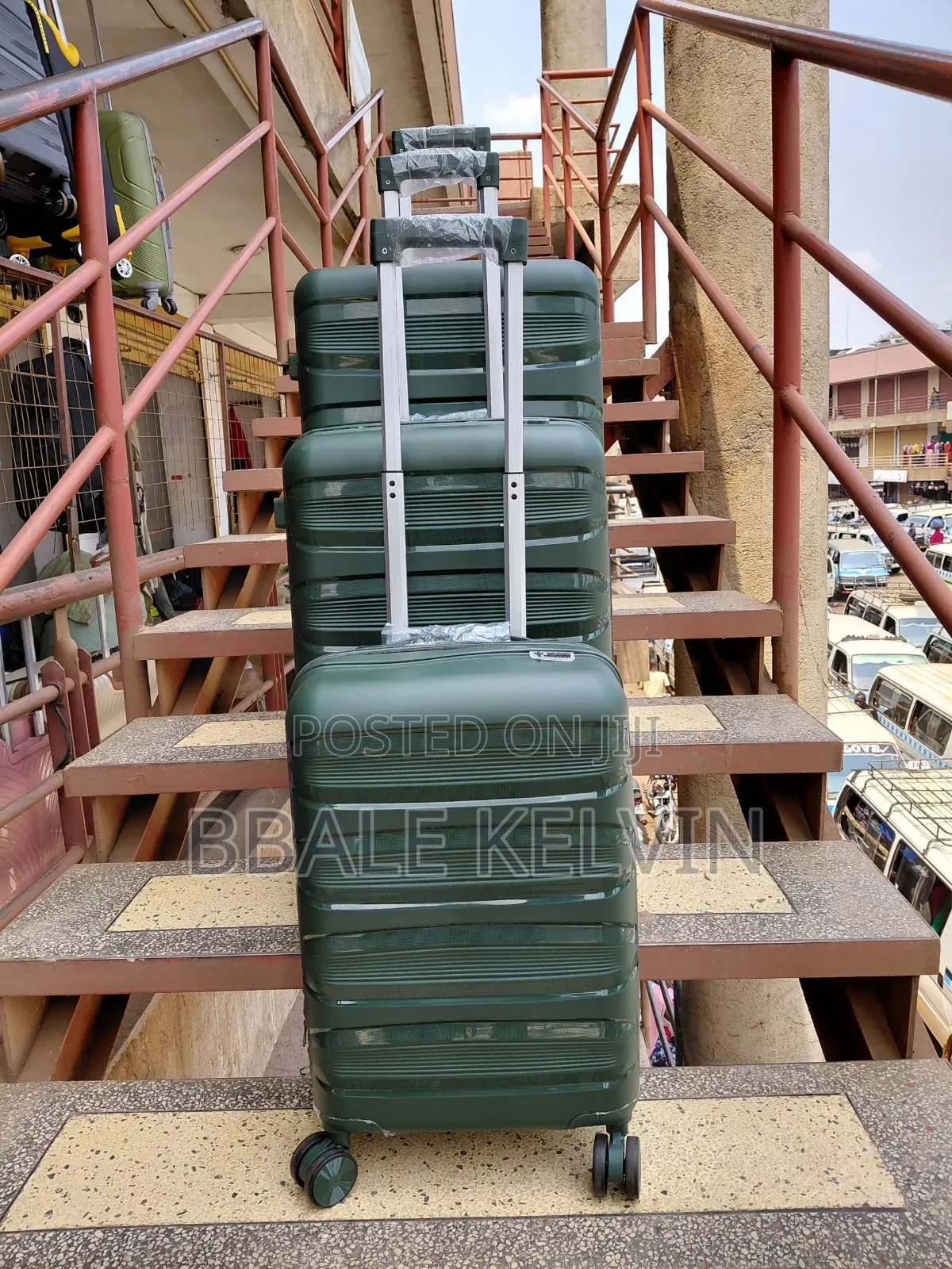 Rubber Suitcases Full Set 3pcs - Army Green