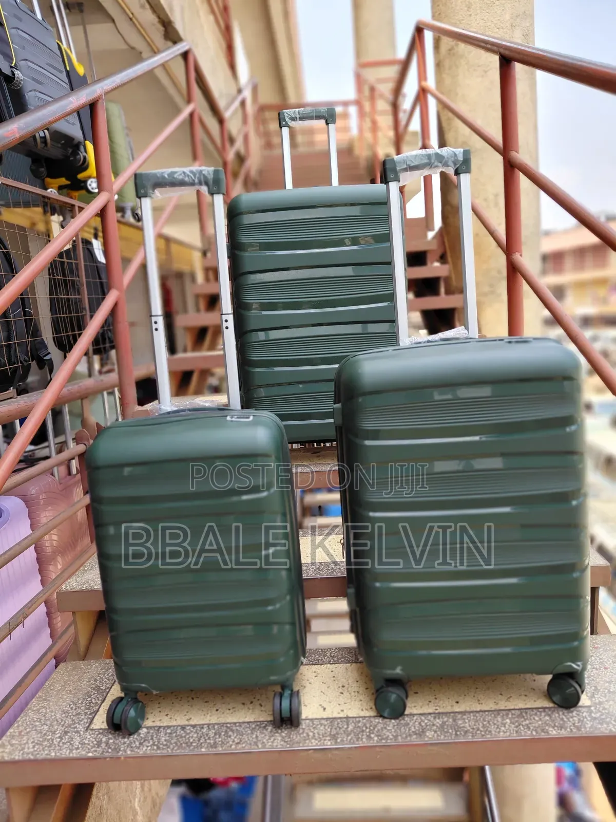 Rubber Suitcases Full Set 3pcs - Army Green