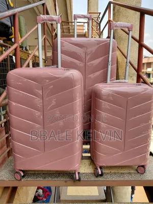 Pink Rubber Suitcases Full Set 3pcs Small, Medium and Large