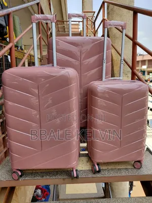 Pink Rubber Suitcases Full Set 3pcs Small, Medium and Large