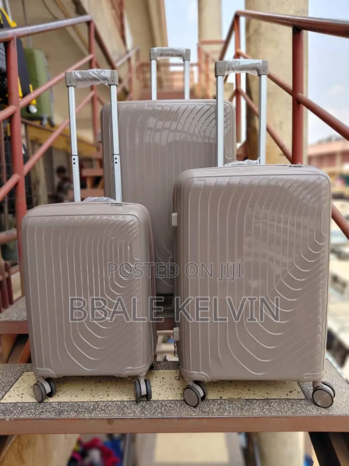 Full Set 3pcs Rubber Suitcase Travel Bag
