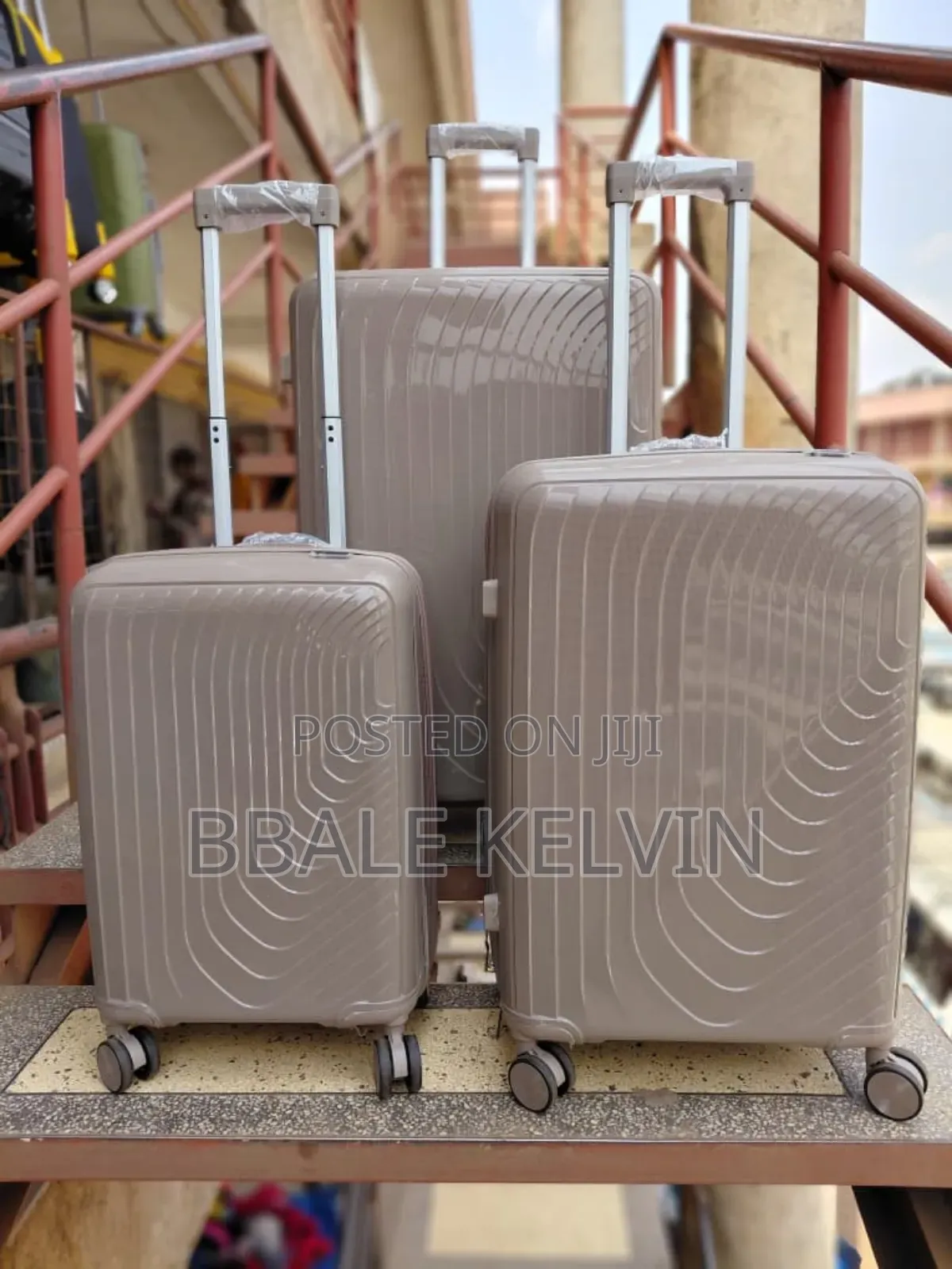 Full Set 3pcs Rubber Suitcase Travel Bag