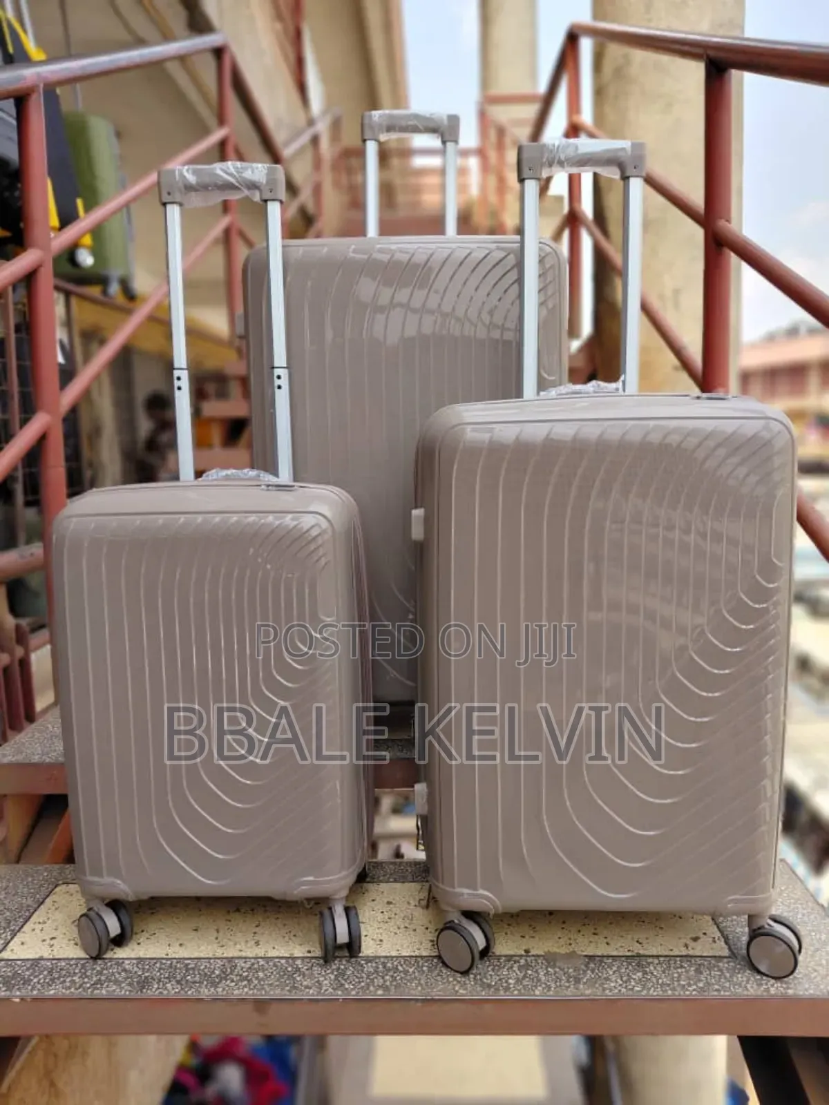 Full Set 3pcs Rubber Suitcase Travel Bag