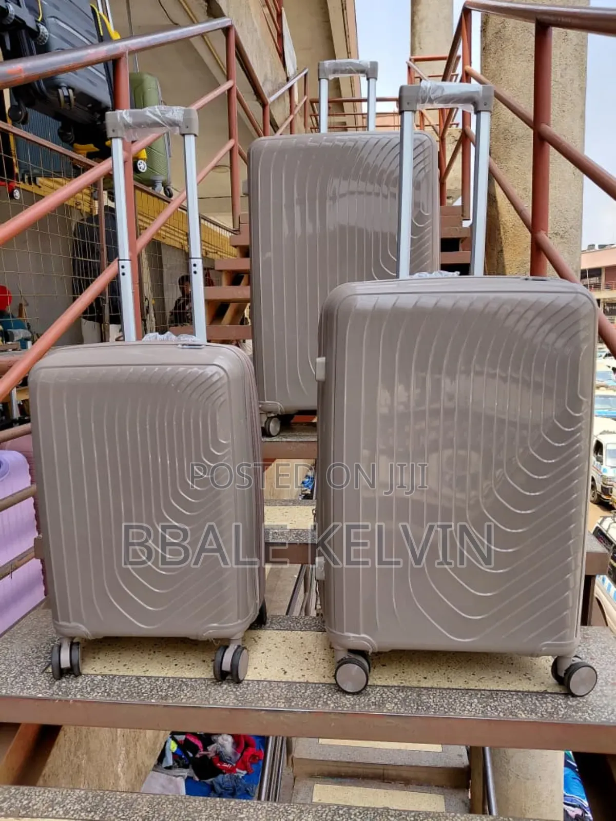 Full Set 3pcs Rubber Suitcase Travel Bag