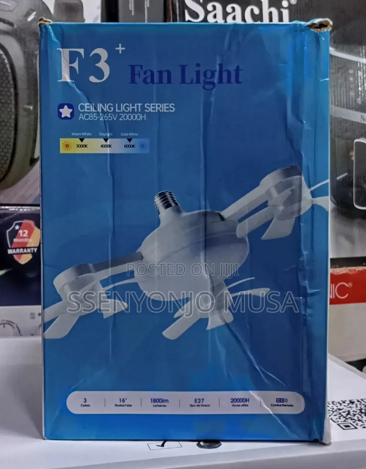 Drone Led 40w Ceiling Fan Light – E27, Remote Control, Dimmable,265v