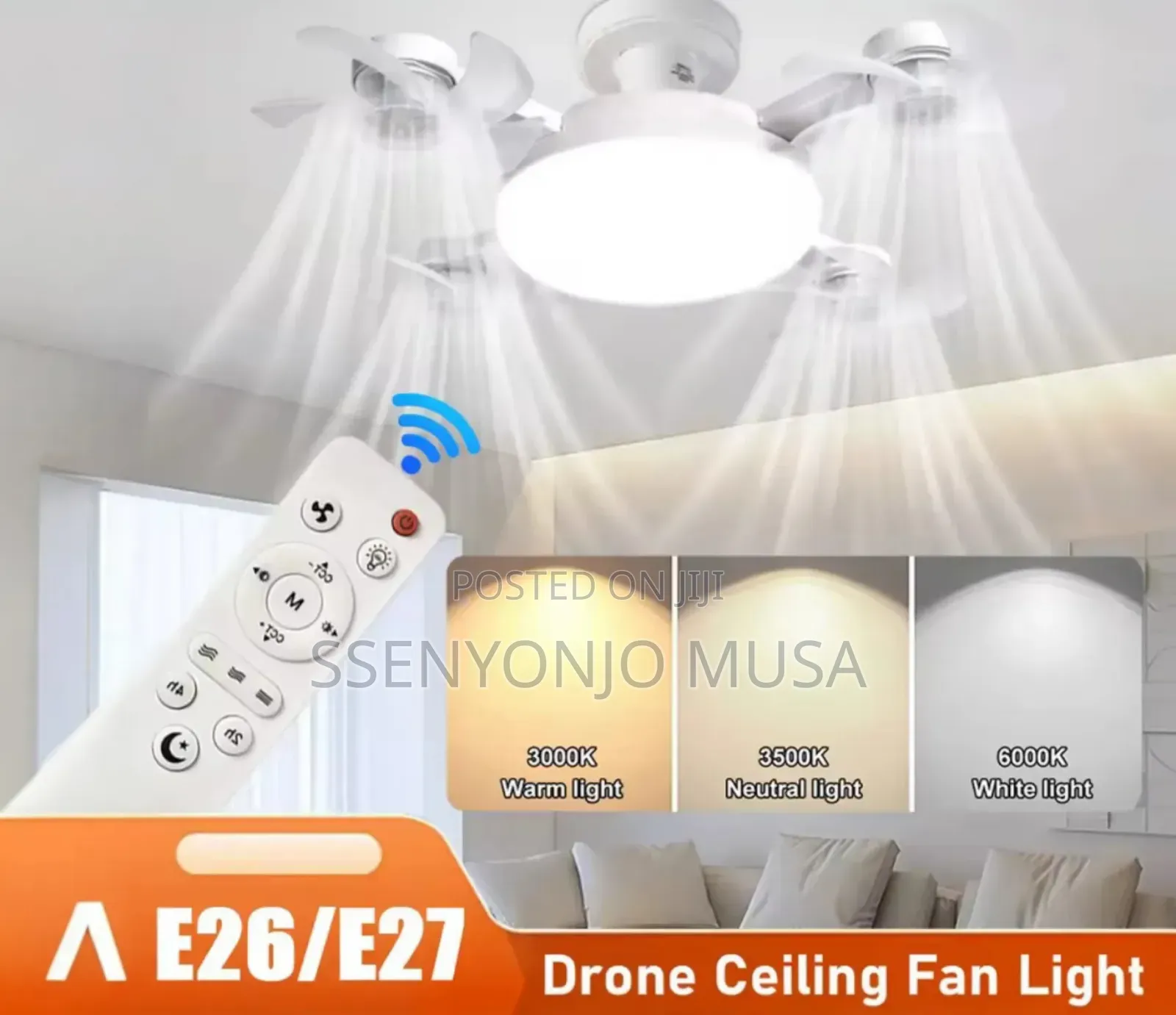 Drone Led 40w Ceiling Fan Light – E27, Remote Control, Dimmable,265v
