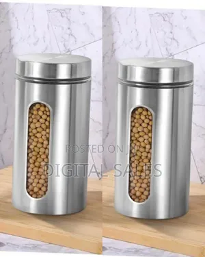 Set of Three Stainless Steel Kitchen Storage Canisters
