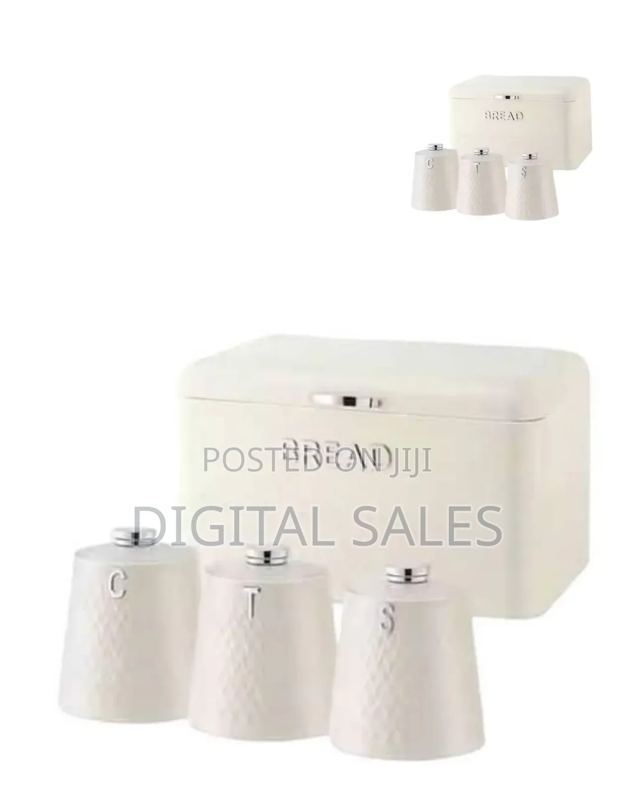 Textured Kitchen Storage Set - Bread Bin and Three Canisters