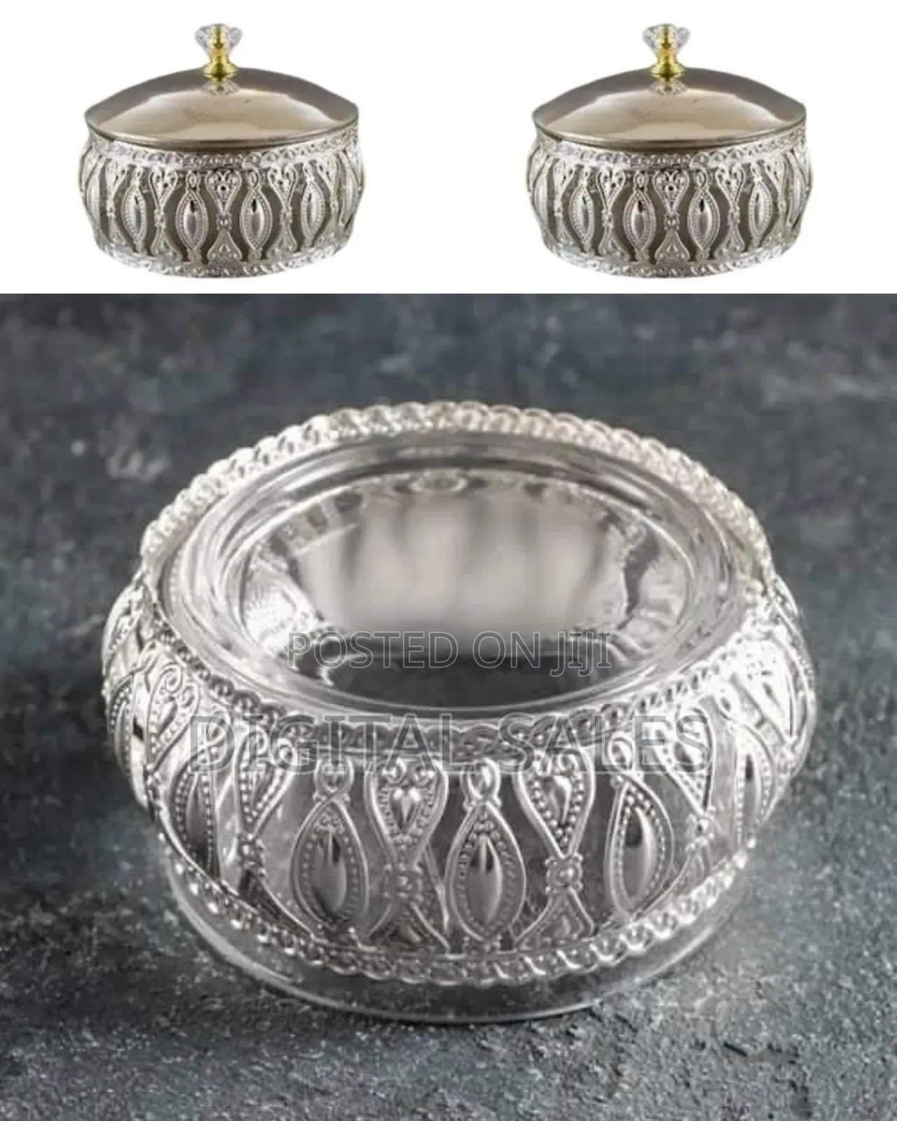 Elegant Ornate Lidded Serving Bowl / Candy Dish - Multicolor