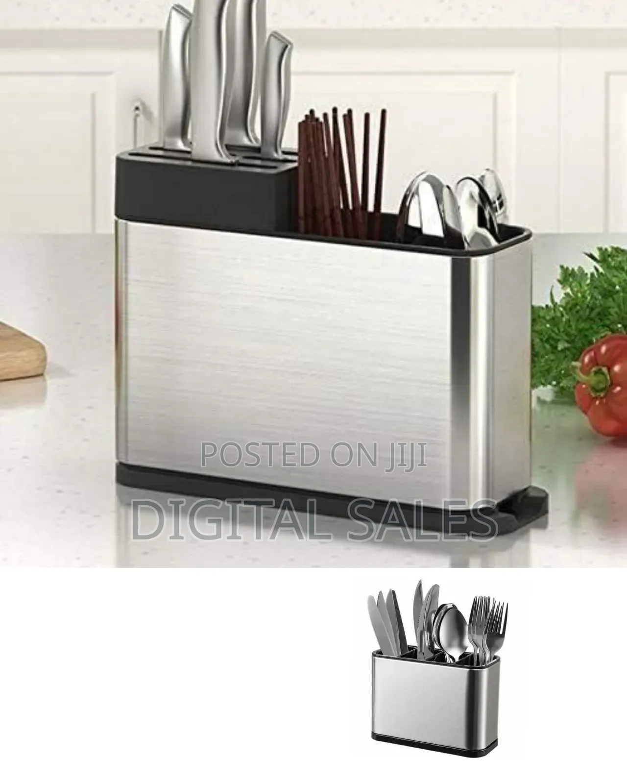 Stainless Steel Multi-Functional Knife Block and Utensil Caddy.