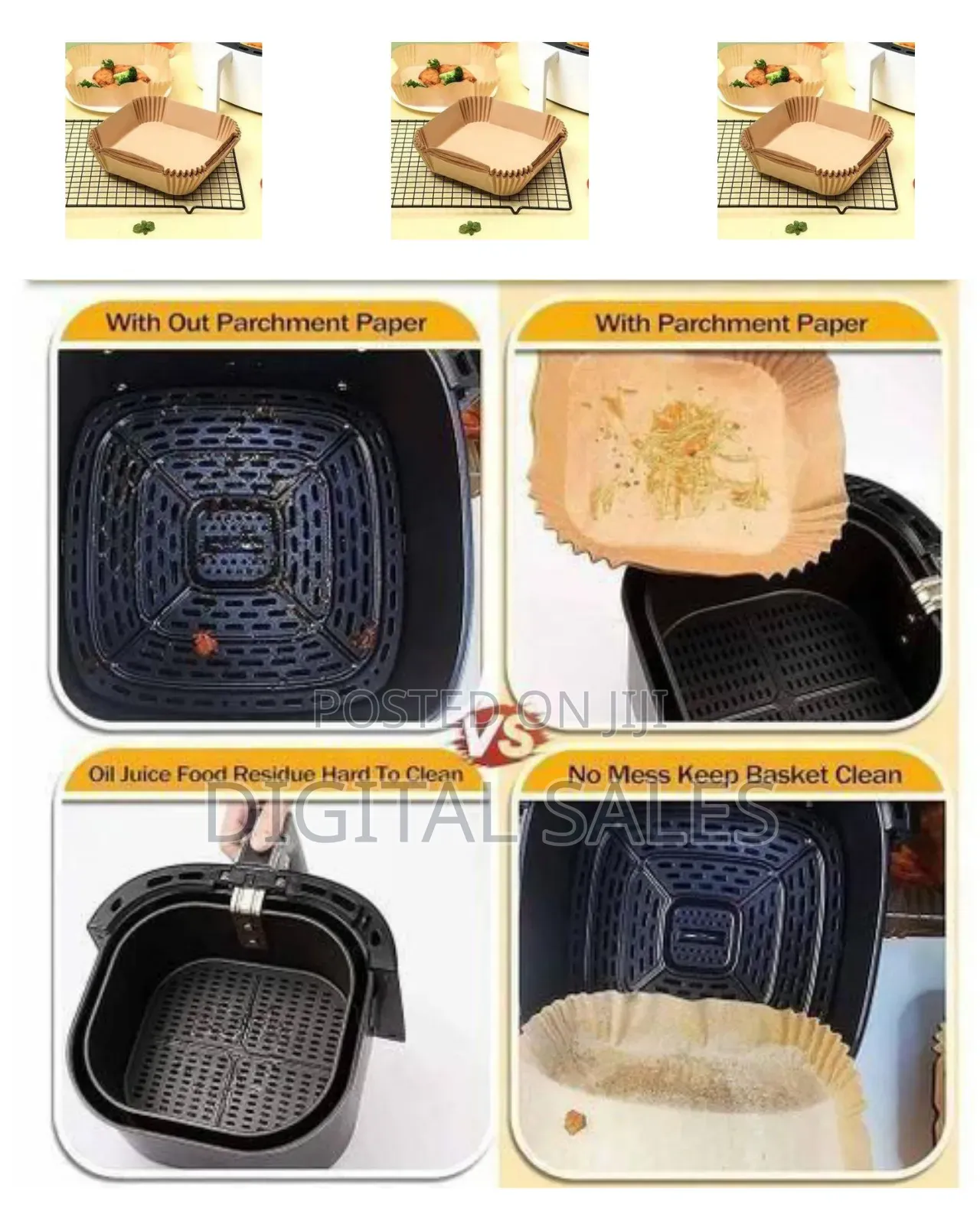 Square Air Fryer Disposable Parchment Paper Liners