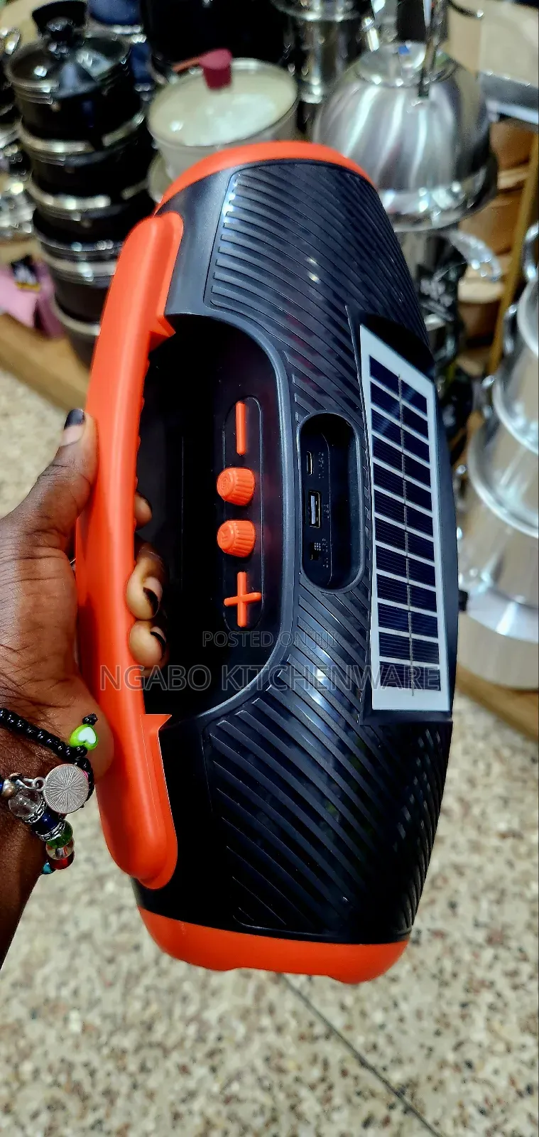 Portable Solar-Charging Bluetooth Speaker.