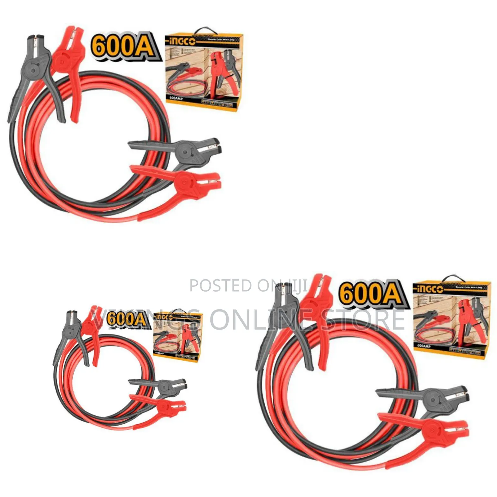 Ingco Booster Cable With Lamp - Red, Black