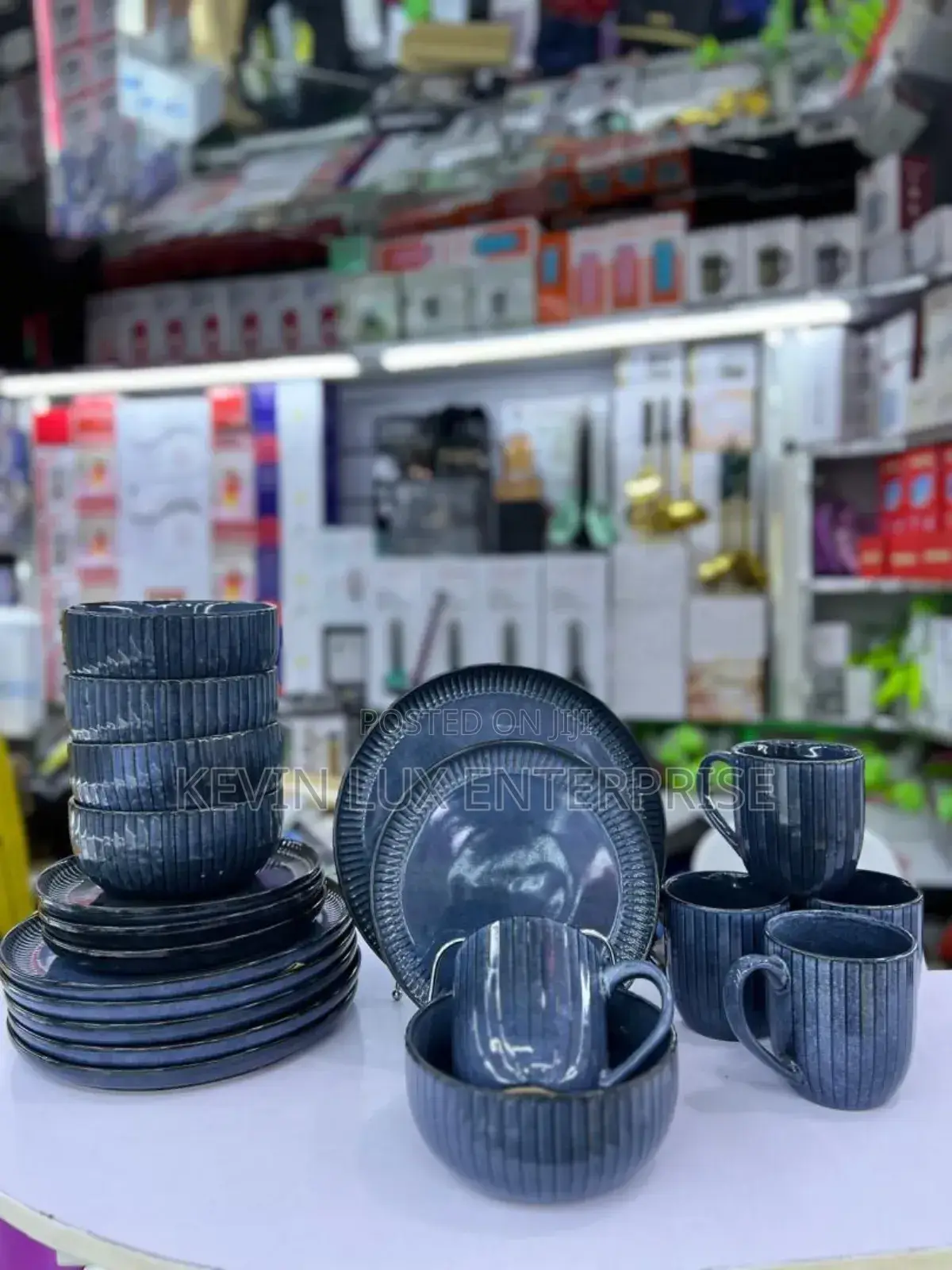 Dinner Set Blue 24 Pieces