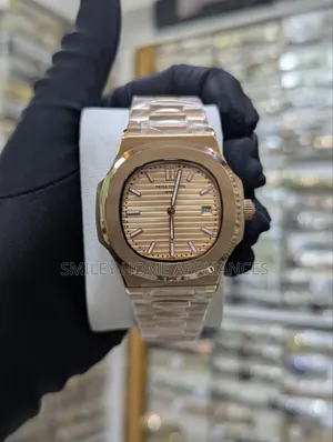 Gold Face Men's Authentic Automatic Patek Philippe Analog Wrist Watch