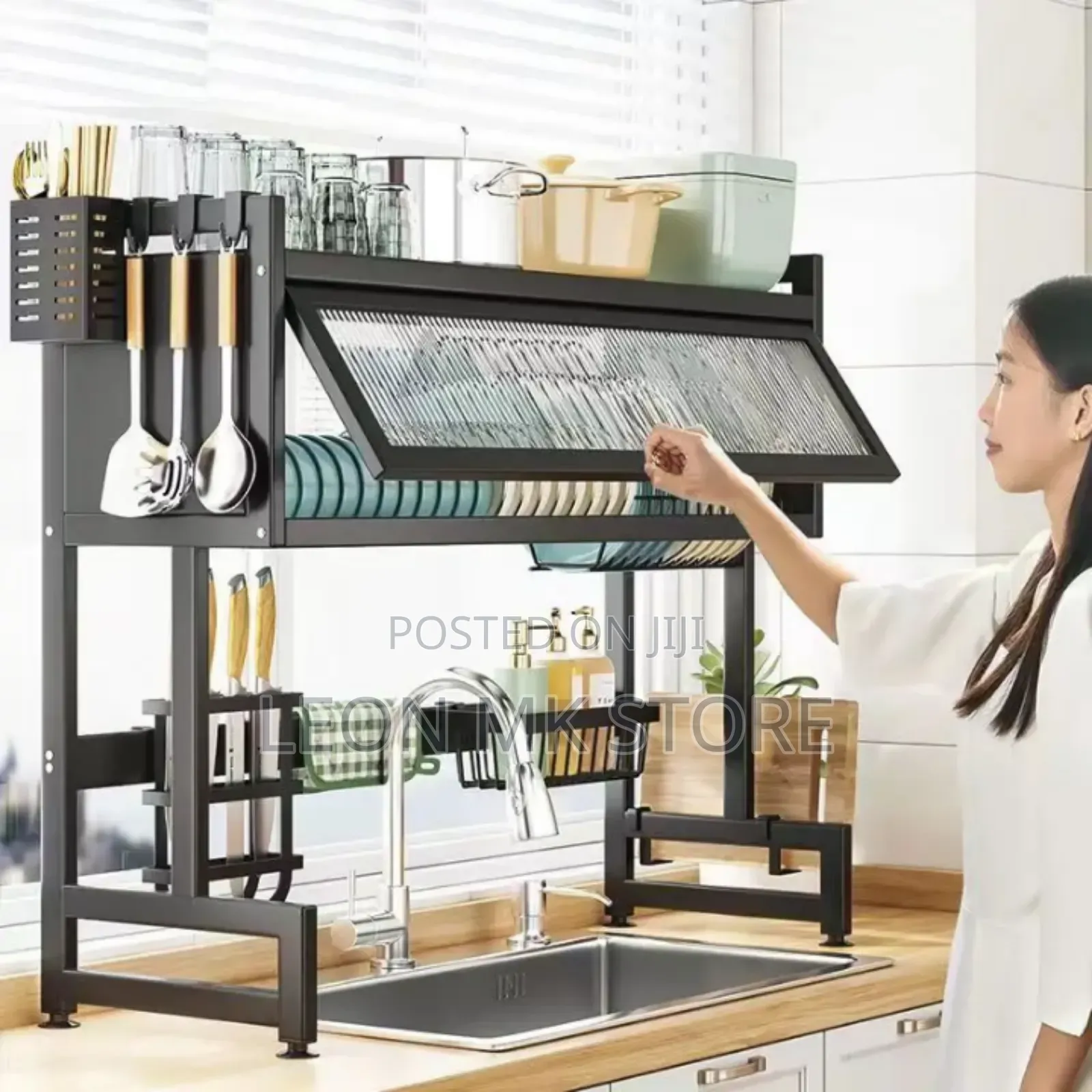 Over the Sink Dish Rack With Cover