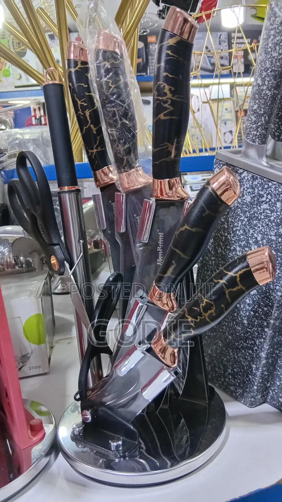 9 Piece Marbled Design Kitchen Knife Set