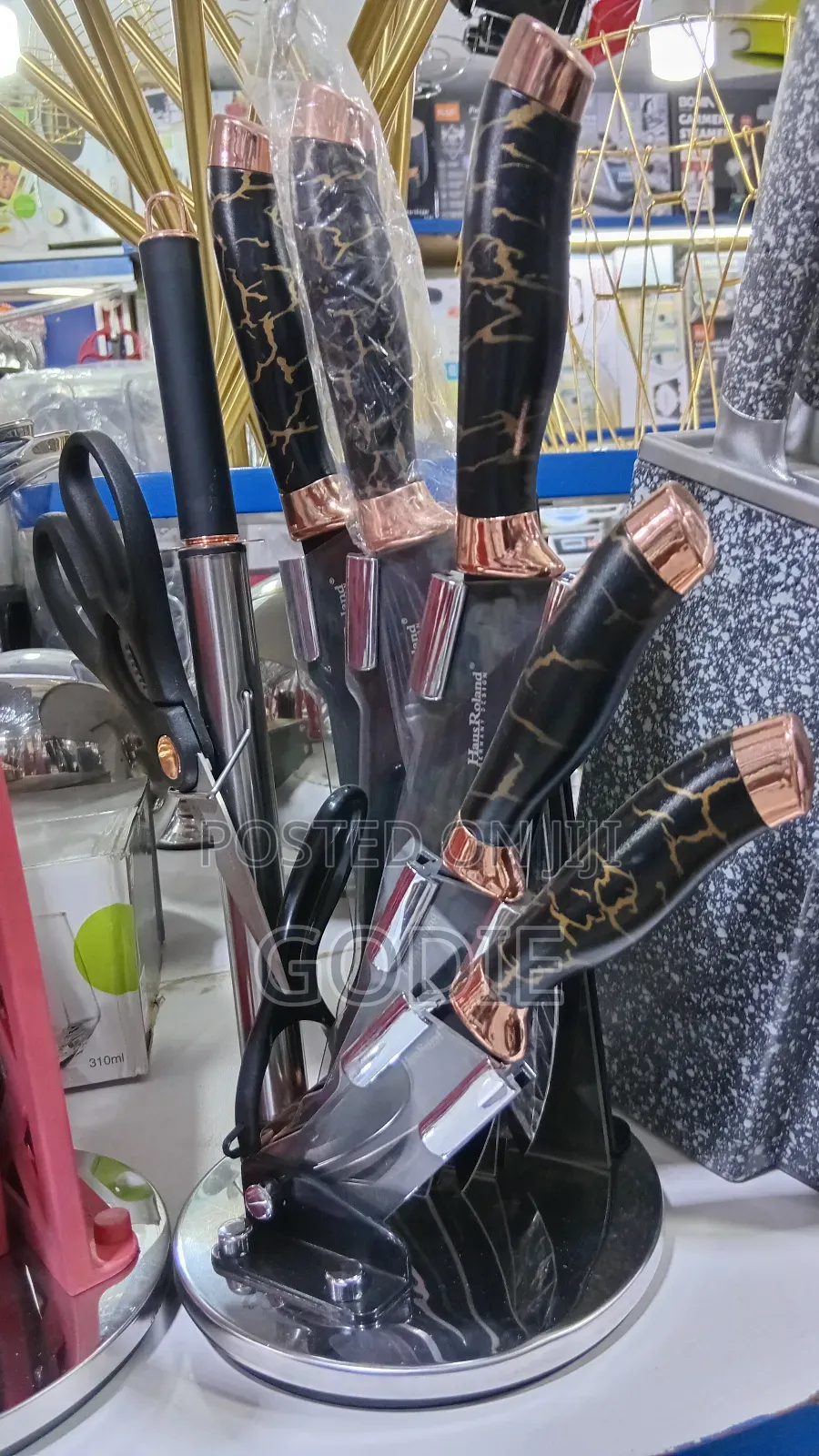 9 Piece Marbled Design Kitchen Knife Set