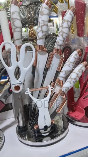 9 Piece Marbled Design Kitchen Knife Set