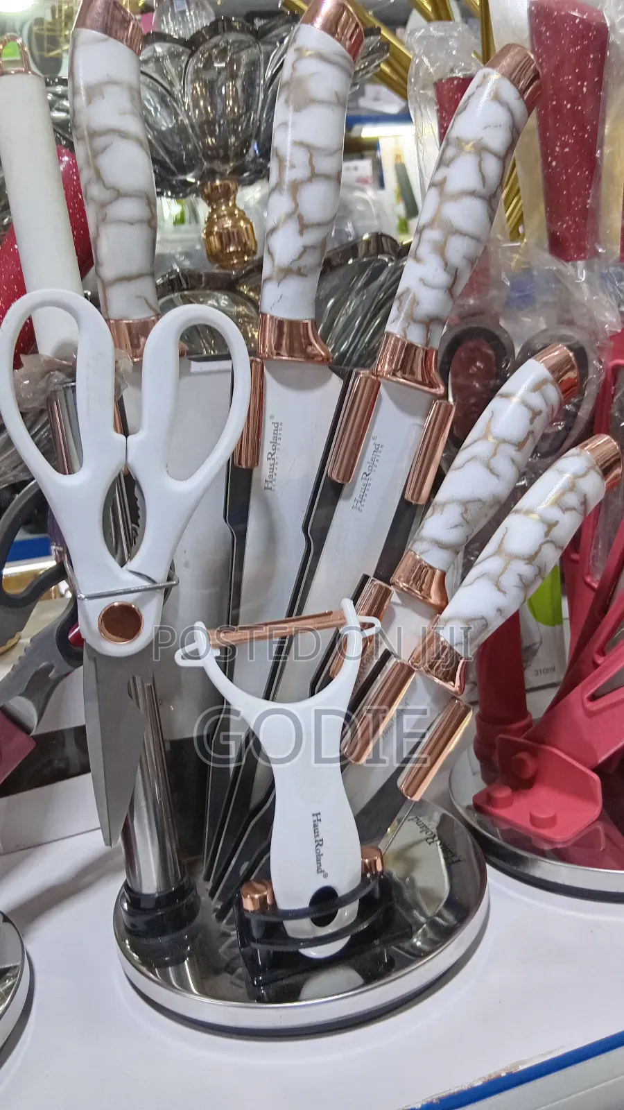 9 Piece Marbled Design Kitchen Knife Set
