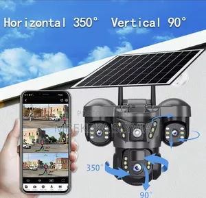 4g V380pro Triple Lens Solar Powered Security Camera