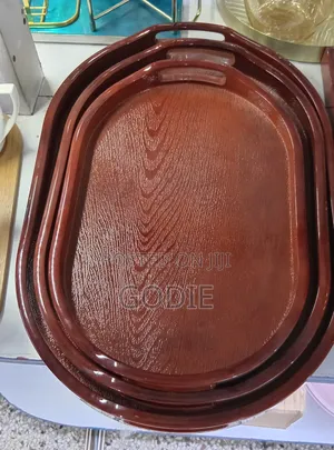 Three Nested, Oval-Shaped Bamboo Serving Trays