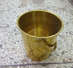 Modern Brass-Colored Ice Bucket or Wine Cooler