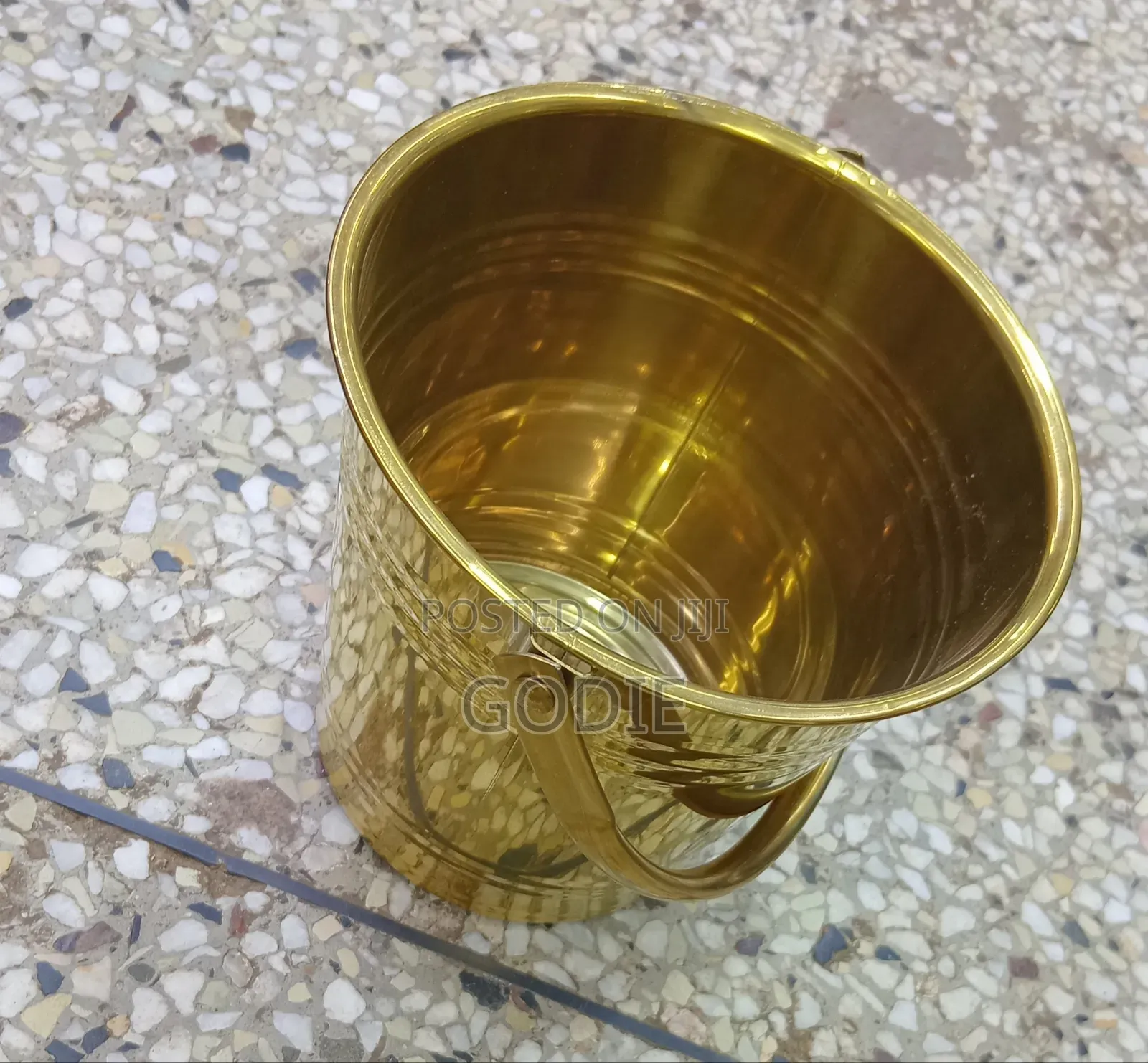 Modern Brass-Colored Ice Bucket or Wine Cooler