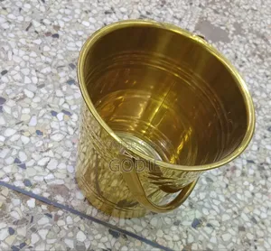 Modern Brass-Colored Ice Bucket or Wine Cooler