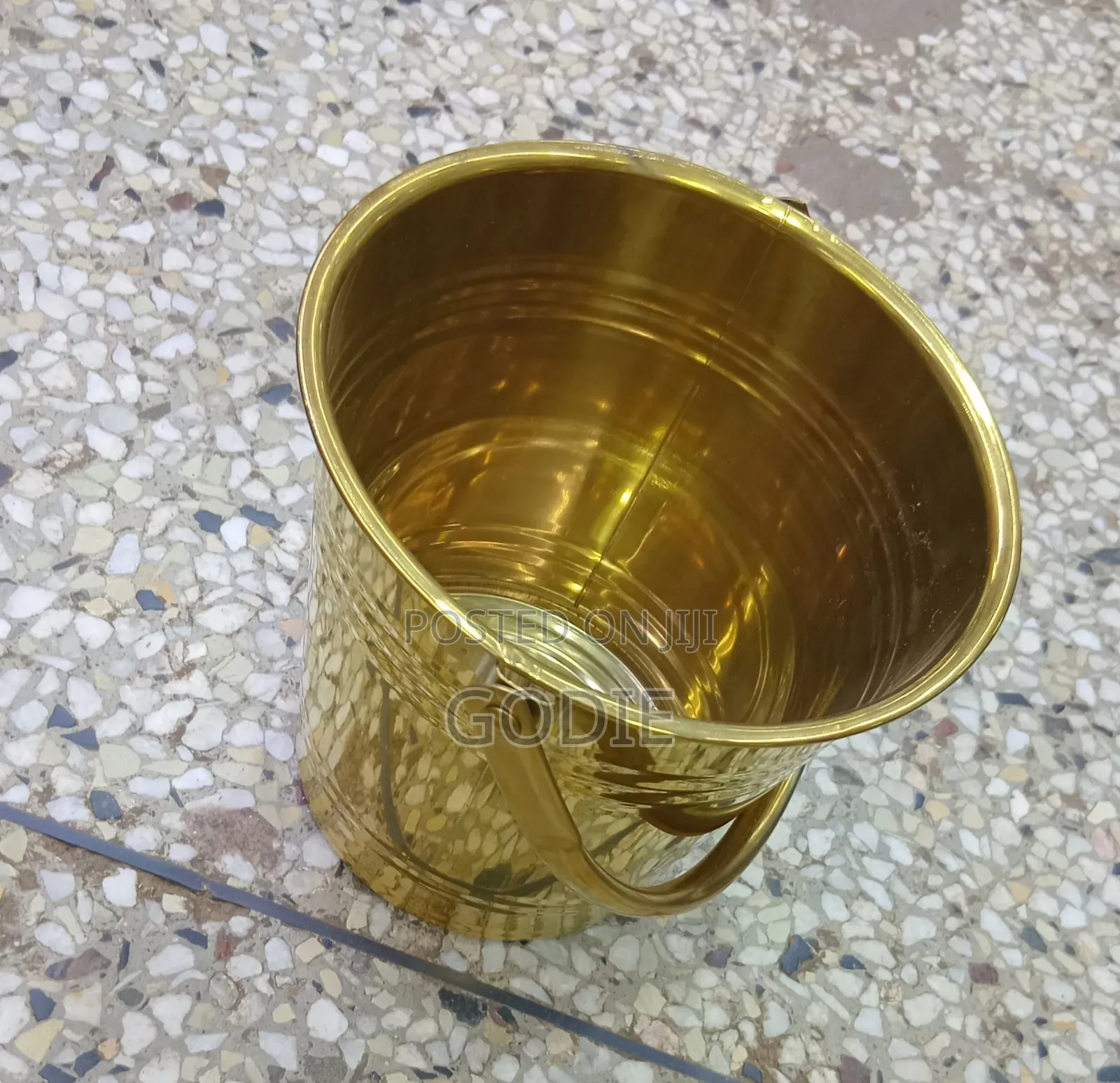 Modern Brass-Colored Ice Bucket or Wine Cooler