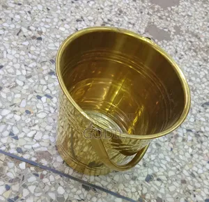 Modern Brass-Colored Ice Bucket or Wine Cooler