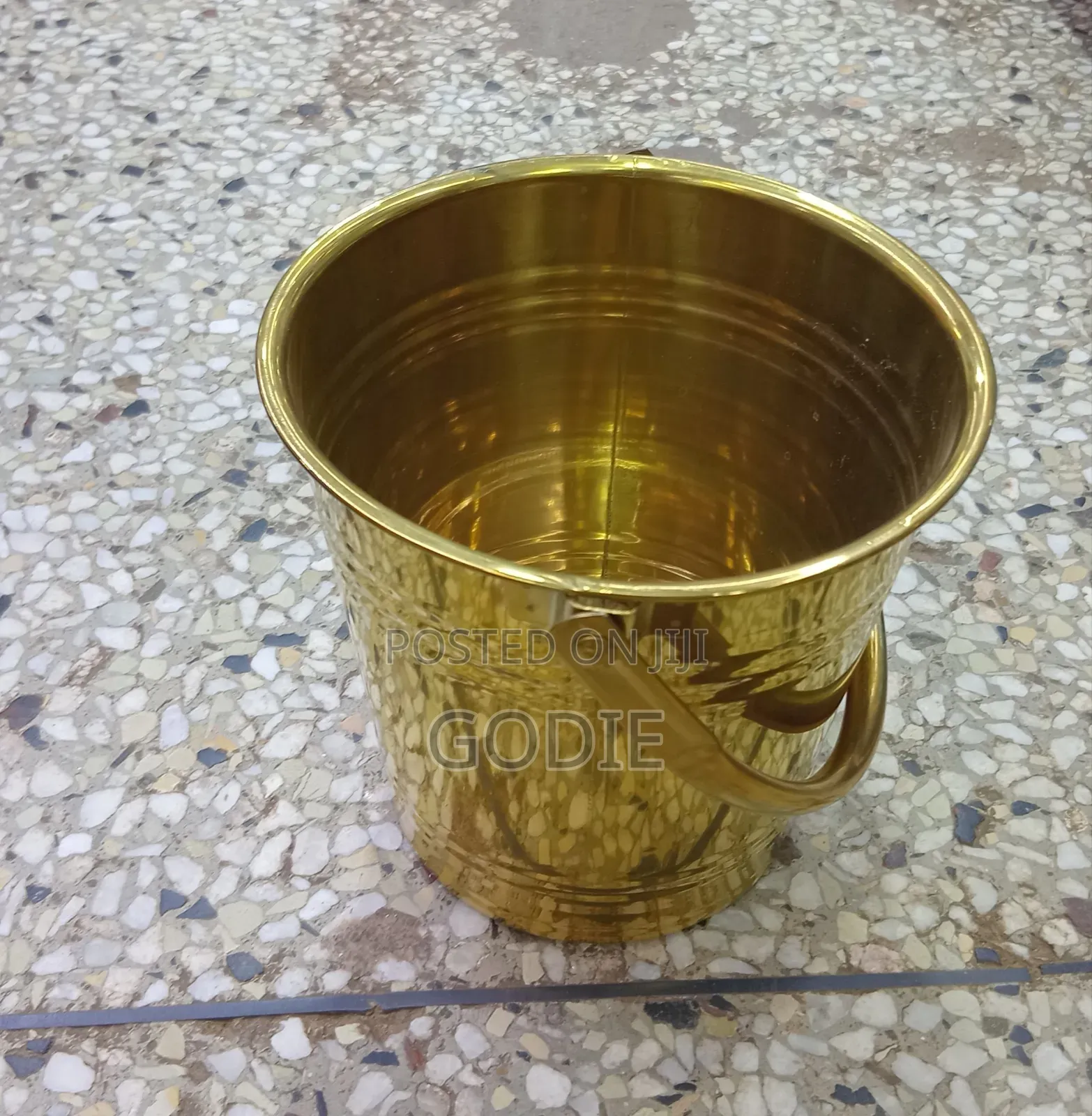 Modern Brass-Colored Ice Bucket or Wine Cooler